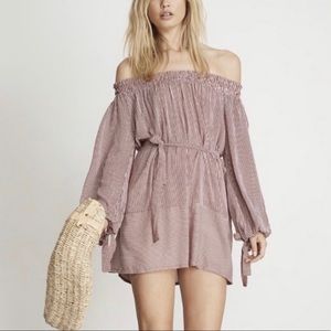 Faithfull the Brand striped off the shoulder dress